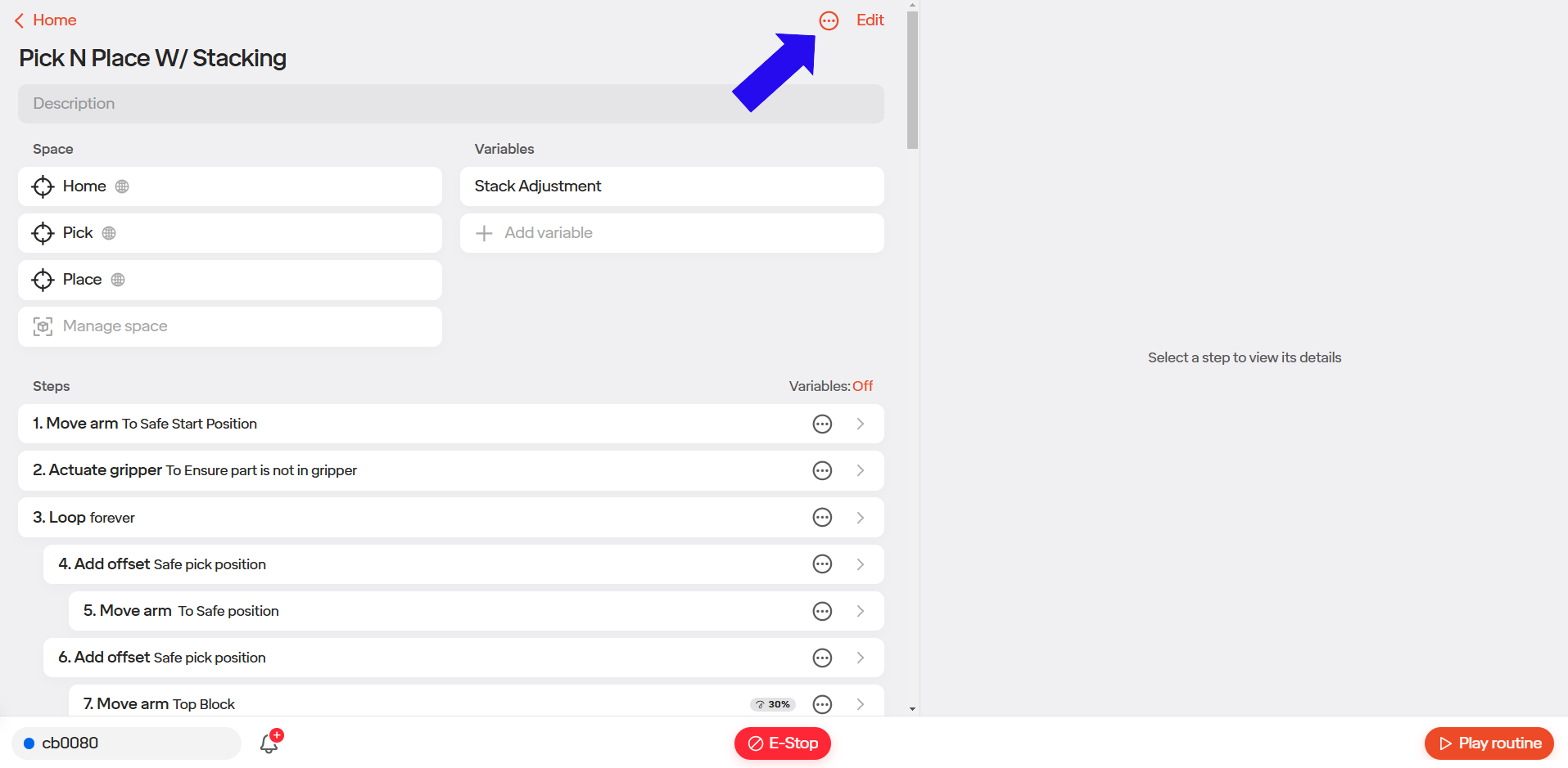 Routine Option Menu