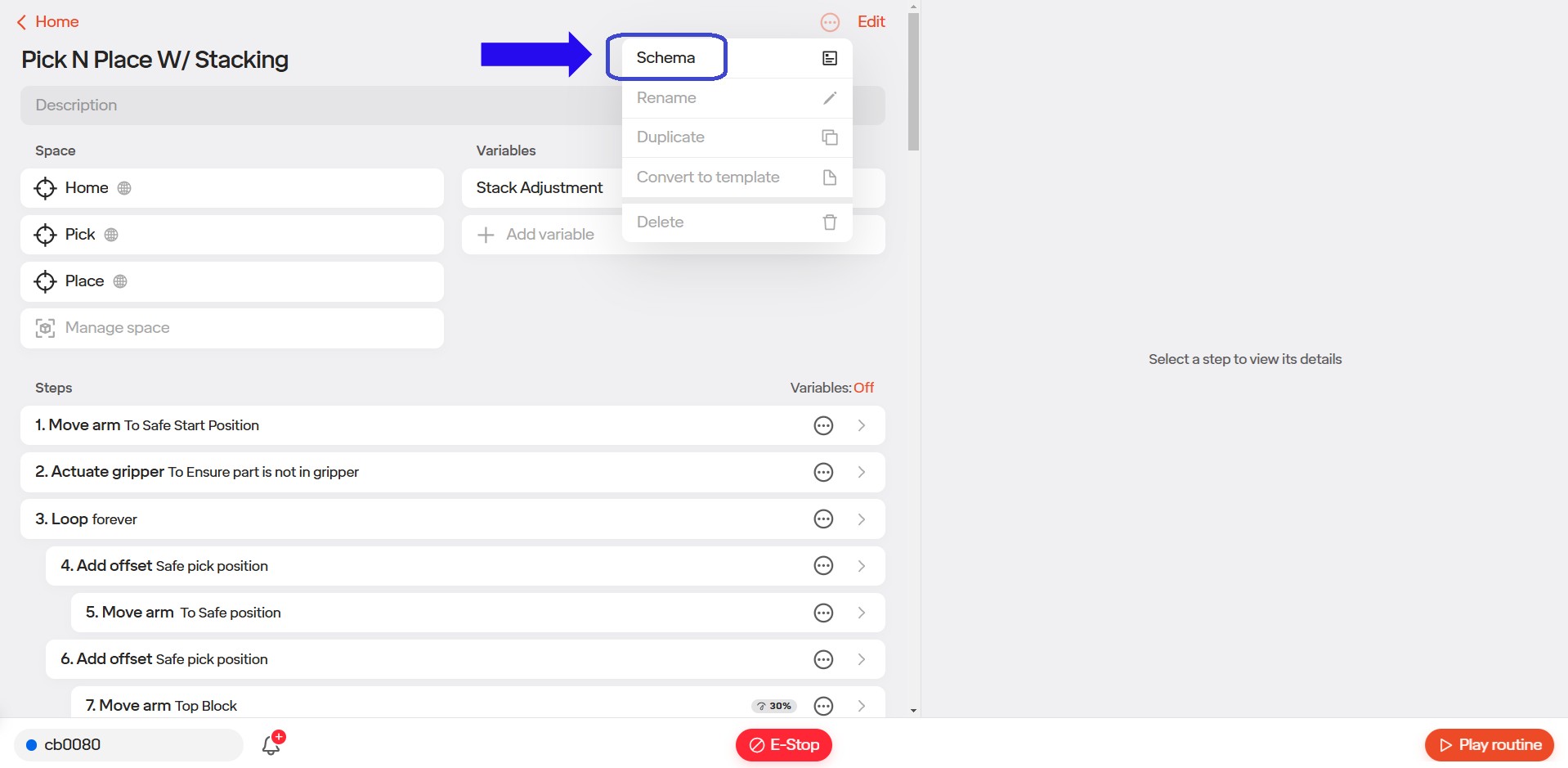 Schema Option Menu
