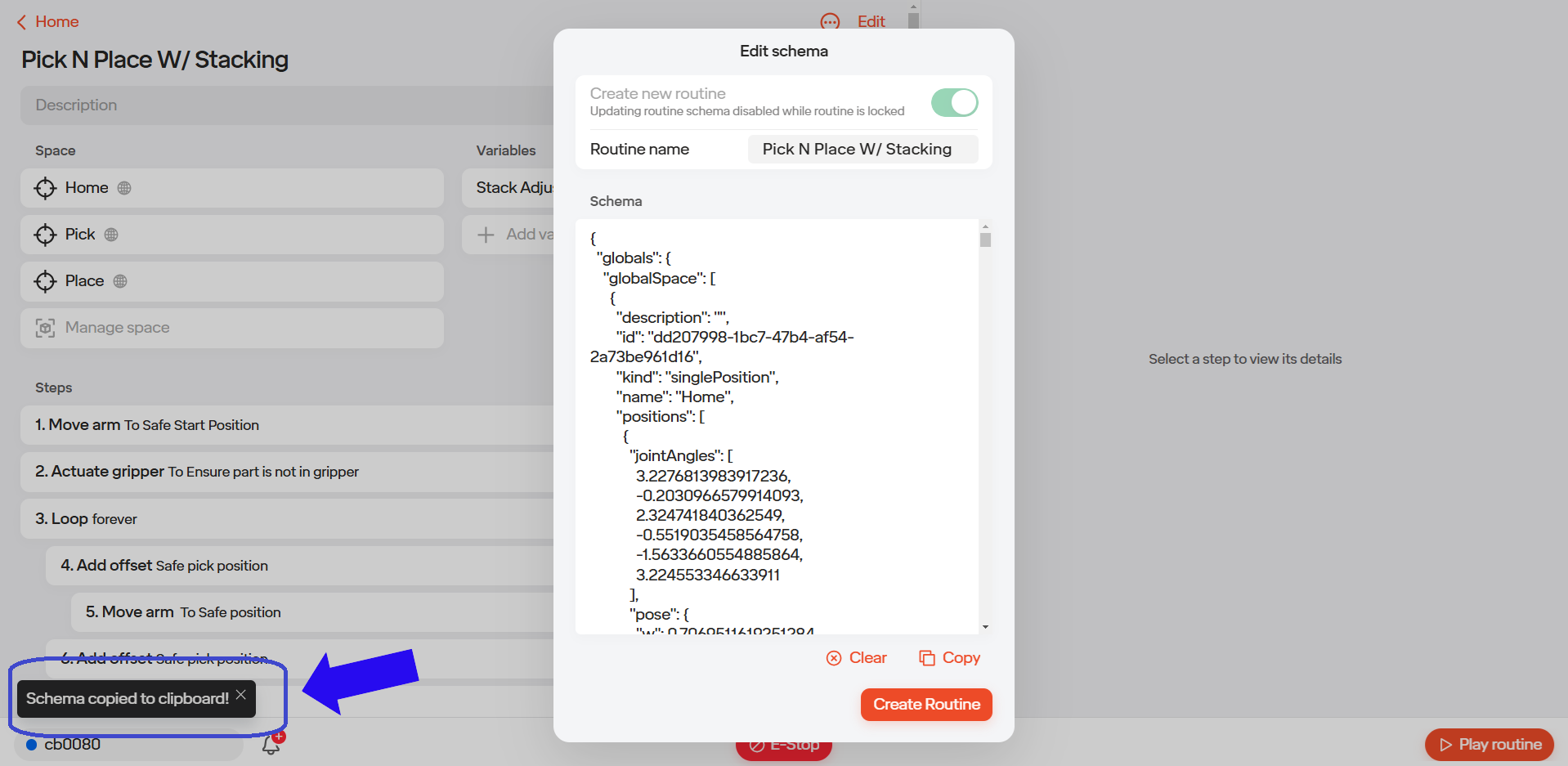 Copy Schema Confirmation