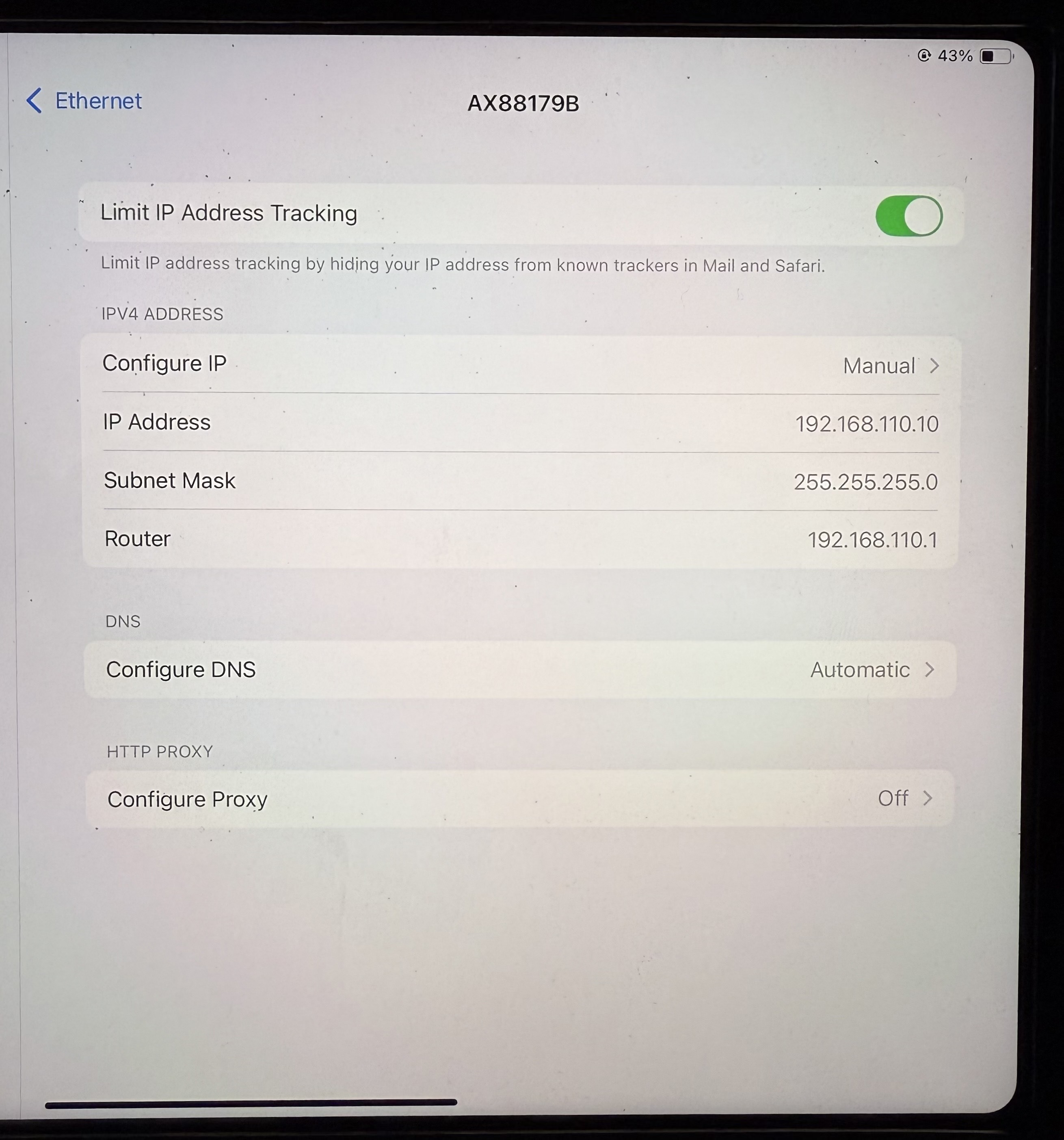 Ethernet Settings