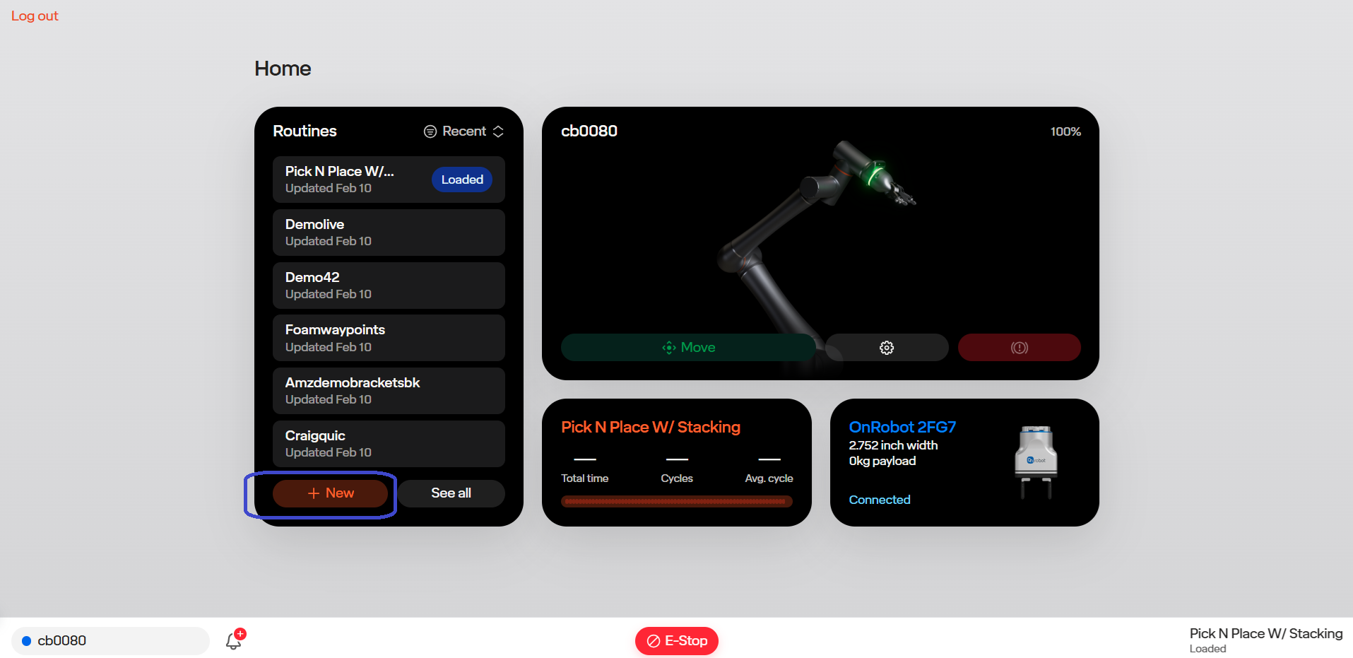 Selecting + New