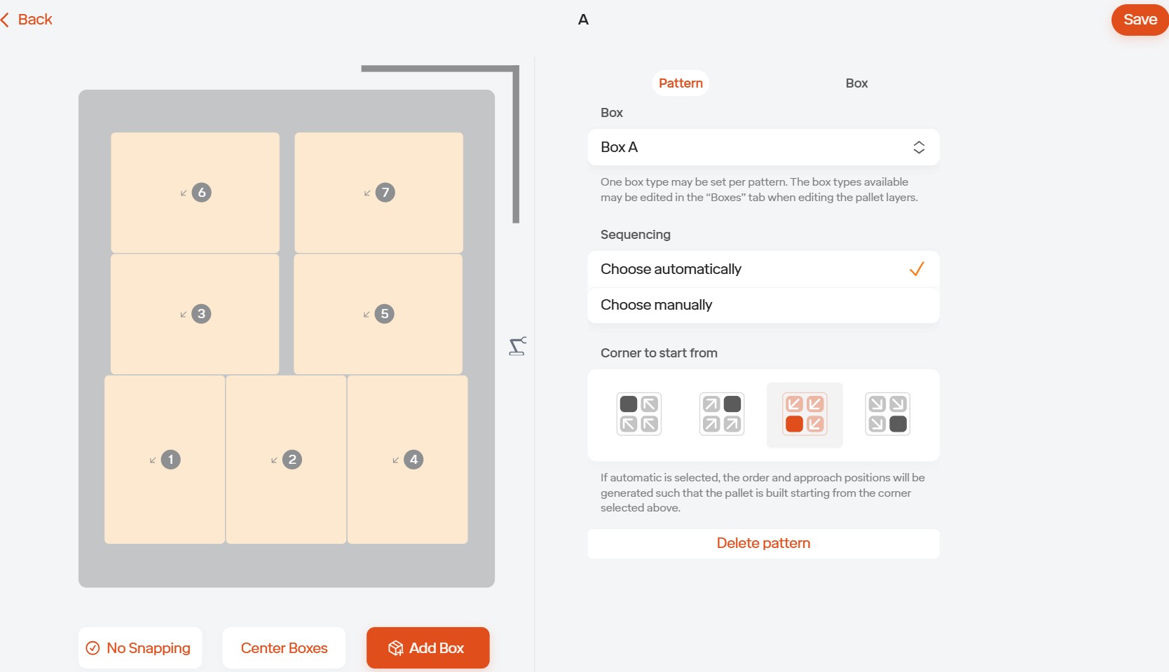 Pattern Window for Palletizing