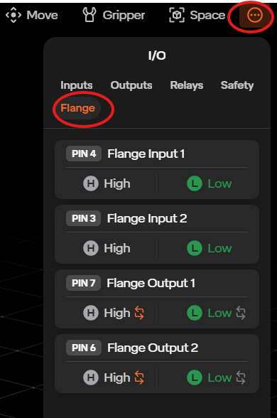 Flange I/O, Move Robot Page