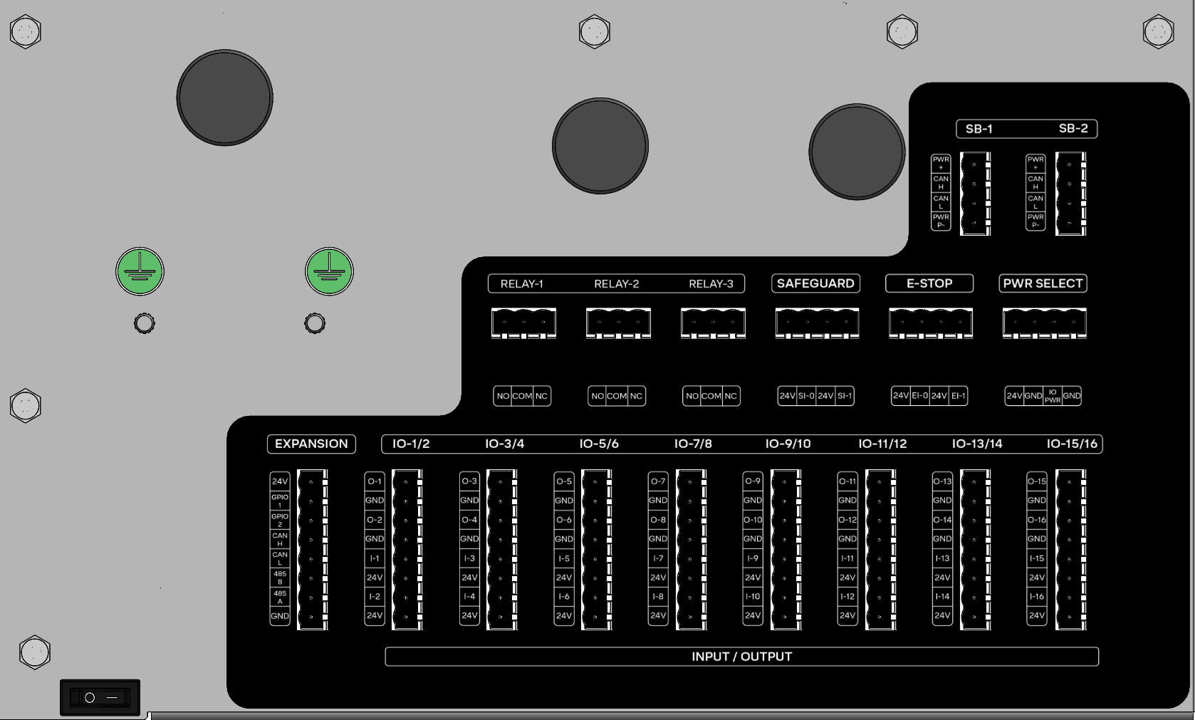 The RO1 control box’s front panel