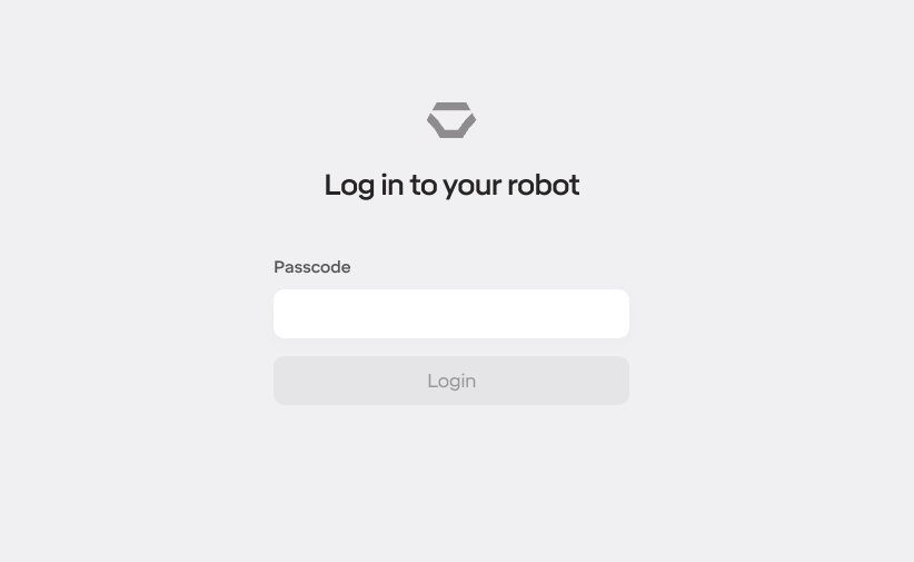 Logging in to a robot
